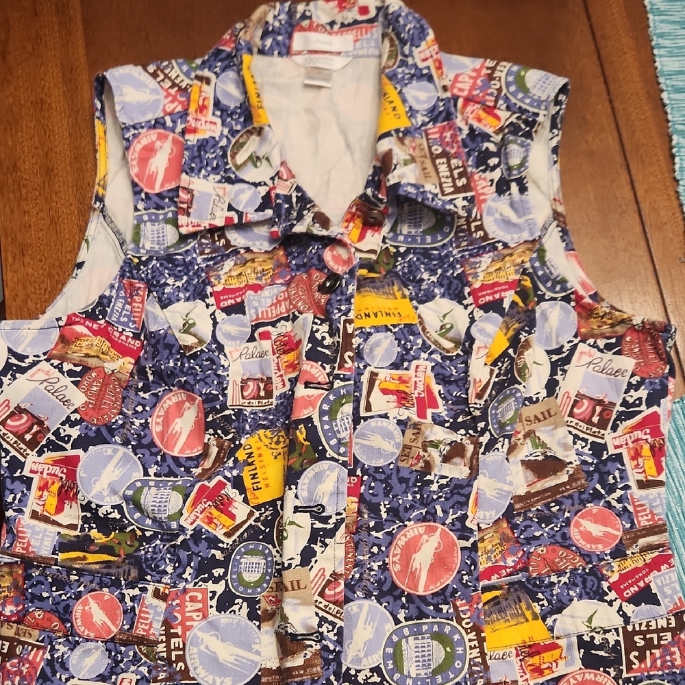 Colorful Sleeveless Button-Up Vest